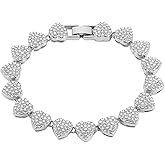 HZMAN Love Hearts Bracelet for Women Shiny Cubic Zirconia Link Bracelet Party Wedding Jewelry Gift