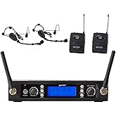 Gemini Sound UHF-6200HL Wireless Mic System – UHF Receiver with 256 Selectable Frequencies, Dual Headset & Lavalier Mics, 240ft Range, LCD Display, Noise-Free Audio for Performers & Instructors