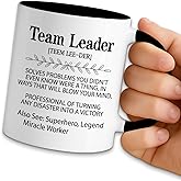 NAHMAKNE Funny Coffee Mug for Leader, Team Leader Definition, 11oz Ceramic Double Sided Print Coffee Tea Cup, Office Appreciation Gifts for Women Men, Birthday Gifts for Team Coworker Mentor Manager