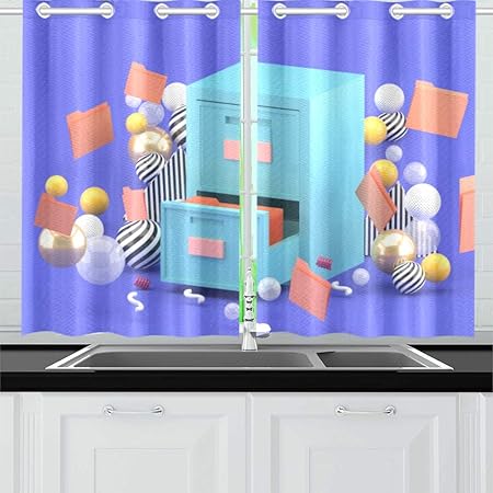 WHDKG Cortinas de Cocina Gabinete para Documentos Rodeado de Bolas de