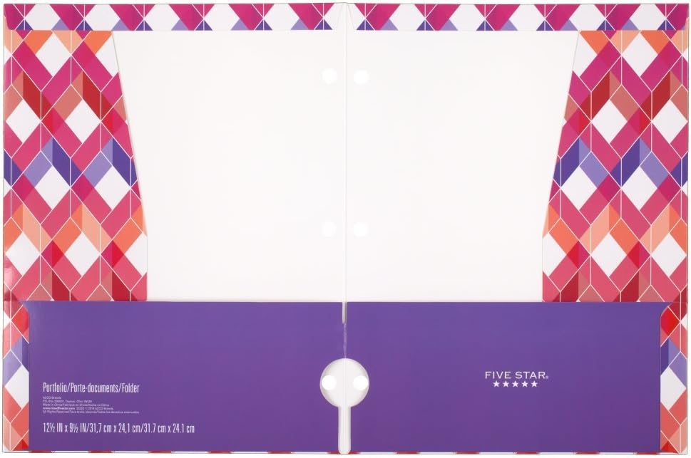 Five Star 4-Pocket Folder, 9-3/8" x 12" x 1/8", Design Selected for You, 1 Count (33222): Office Products