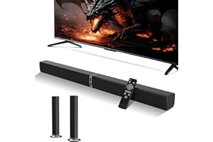 MZEIBO 80W Sound Bar for TV with Detachable Speakers - Bluetooth 5.3, Powerful Bass, Home Theater System - ARC/Optical/AUX, C