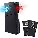 Mcbazel Face Plates for PS5 Slim Disc Edition Only, Anti-Scratch Replacement Panels Cover Plates Shell Case with Cooling Vent Compatible with PlayStation 5 Slim Disc Edition Console - Black