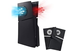Mcbazel Face Plates for PS5 Slim Disc Edition Only, Anti-Scratch Replacement Panels Cover Plates Shell Case with Cooling Vent Compatible with PlayStation 5 Slim Disc Edition Console - Black