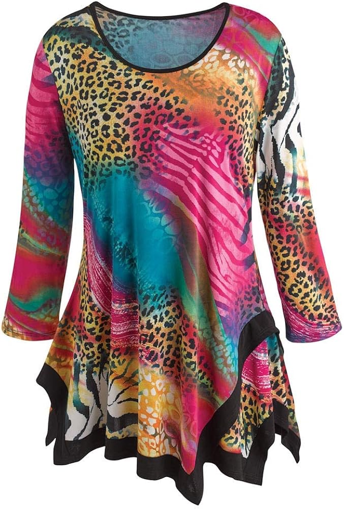 Women's Tunic Top Jungle Animal Prints in Bright Colors at Amazon