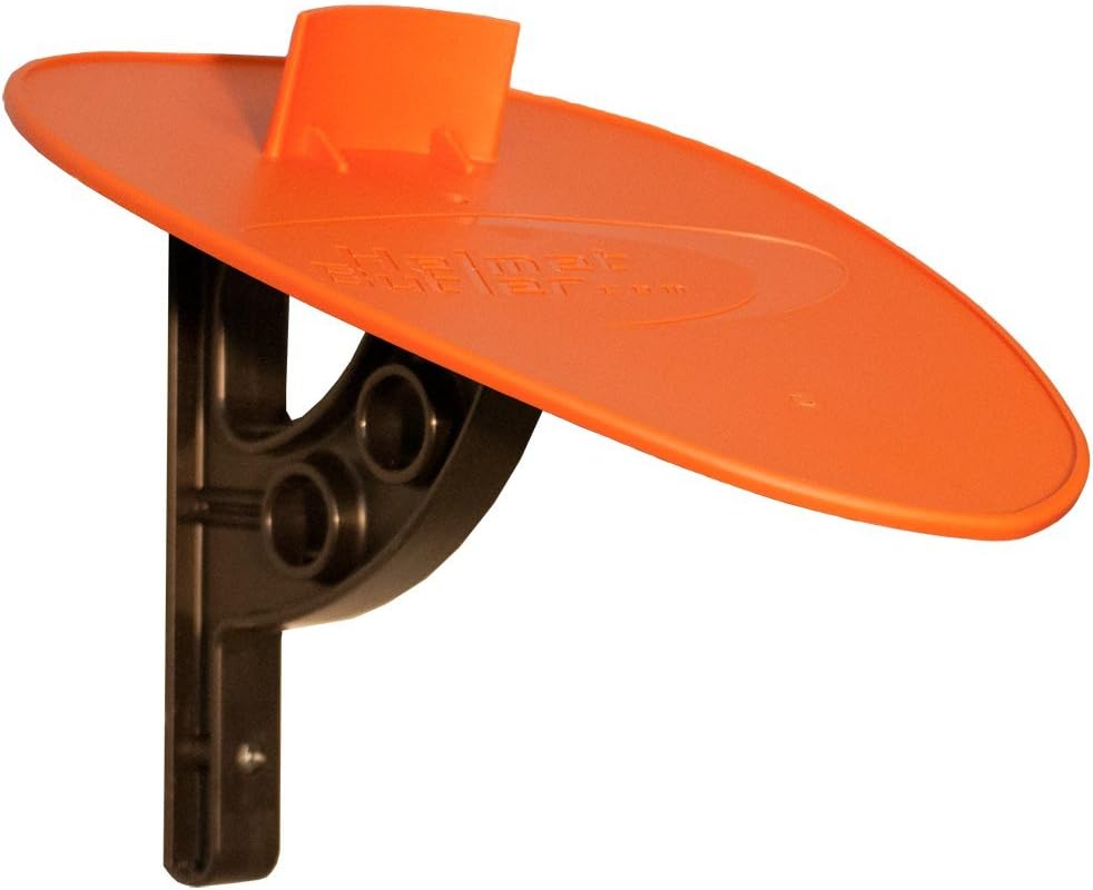 Helmet Butler - Motorcycle Helmet & Gear Storage System - Orange Top - Black Bottom