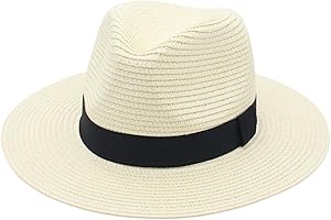 Panama Hat, Wide Brim Straw Headpiece Panama Roll-Up Hat One Size Fedora Beach Sun for UNIS
