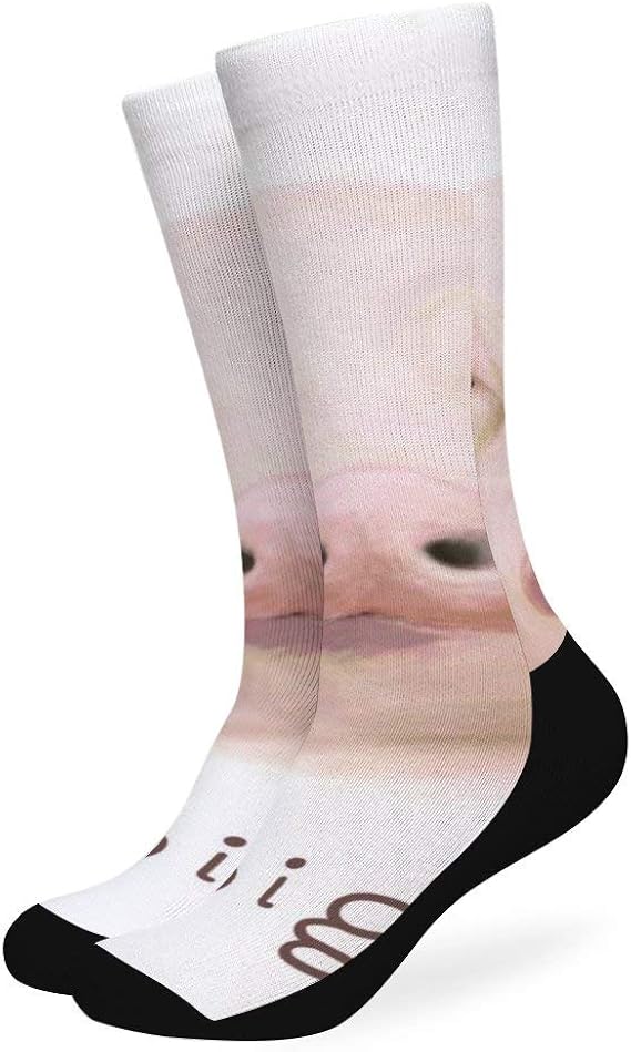 Amazon Co Jp 男性の女性のための白い古典的な圧縮ソックススポーツアスレチックロングクルーソックスに水彩絵の具のスタイルの豚 服 ファッション小物