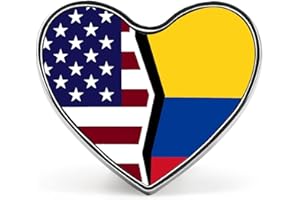 MHXYZHW American and Colombian Flag Heart Brooch Pin Cute Lapel Tie Pin Crafts Badge for Costume Accessory