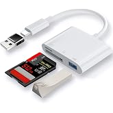 SD Card Reader,Micro SD Card Reader for iPhone 17 16 15/iPad/Mac/Laptop，3 in 1 sd Card Reader with Dual Slots &amp; USB Port for Mac MacBook Pro/Air/Mini Android Laptop More USBC Typec Devices