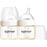 PPSU Natural Baby Bottle for Newborn Breastfeeding Babies, Breast-Like, Anti-Colic, Extra Slow Flow Nipples (SS), 0 Months+, 4 oz, 2 Pack
