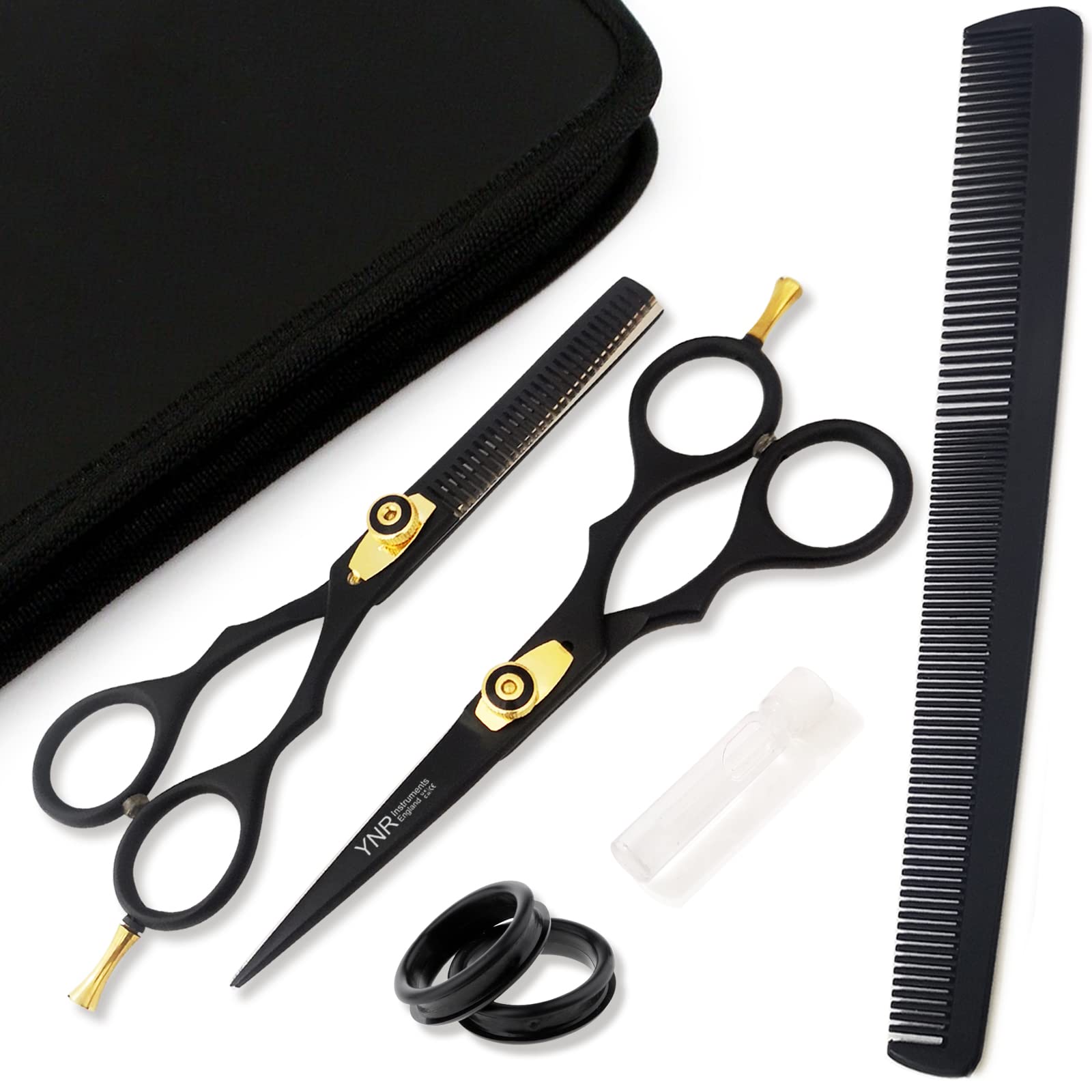 YNR Professional Hairdressing Scissors Set (5.5 Inch) Hair Cutting Scissor & Thinning Scissor Comb with Case – Perfect for Men, Women, Children, and Adults