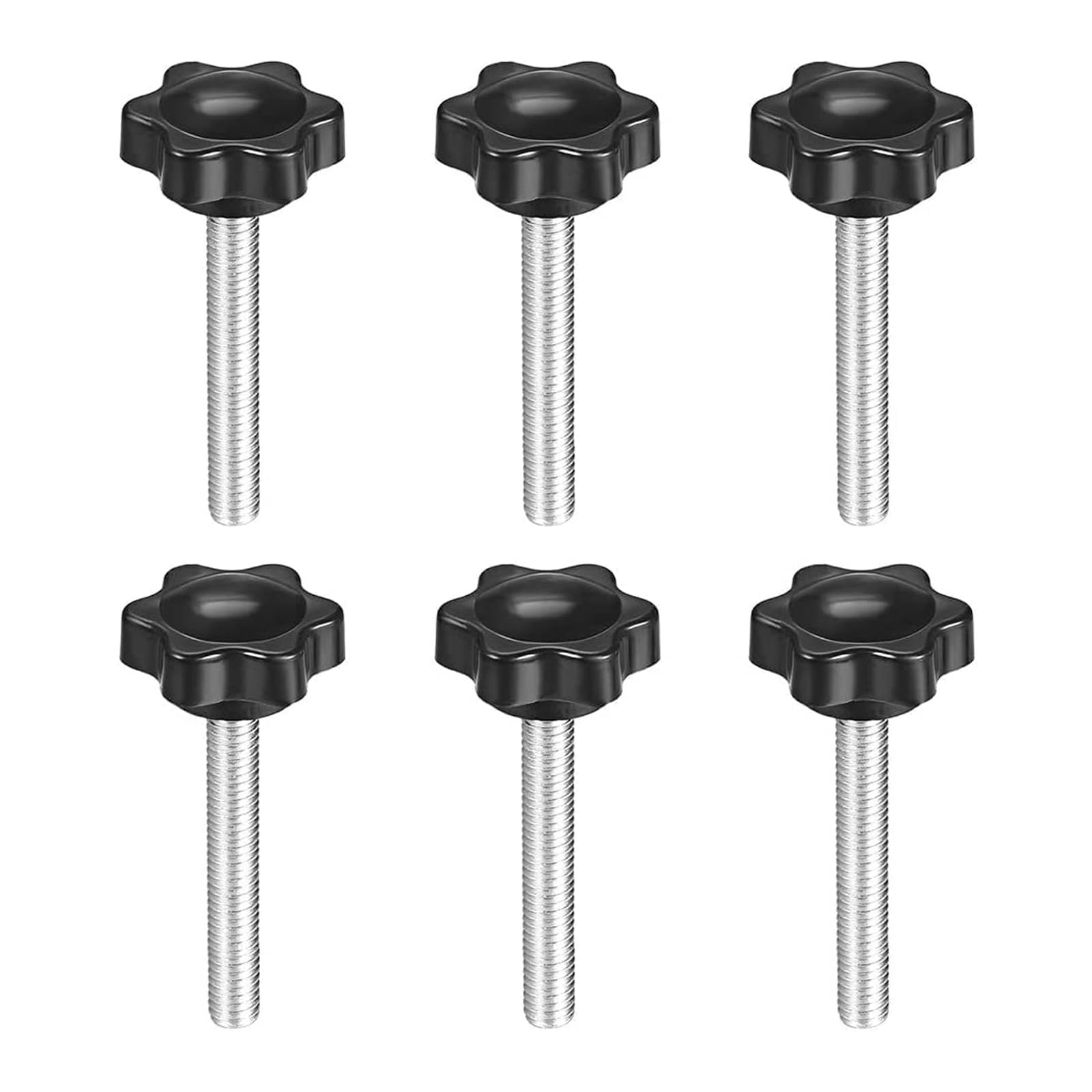 TOP-VIGOR 6Pcs M6 x 50mm Plum Hex Shaped Clamping Screw Knob, 25mm Dia Plastic Head Clamping Knob Handle Male Thread Thumb Screw
