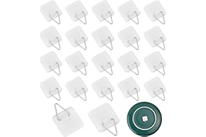 Kioiner 30 Pcs Self Adhesive Plate Hangers, 1.25 Inch Invisible Picture Hangers for The Wall, Square Plastic Vertical Plate H