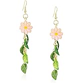 Just Follow Flower Petal Long Drop Dangle Earring Bohemian Alloy Floral Tassel Statement Hanging Earring for Women Party Jewelry Gift