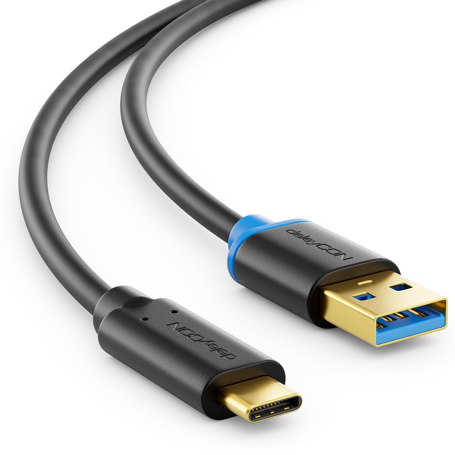 deleyCON 1m (3.28 ft.) USB-C 3.0 Charging Cable Fast Charging Cable USB 3.1 Gen 1 Type-C to USB A - Compatible with Galaxy Fold S10 S10E S10 Plus S10 5G S9 S9 Plus Note 9 8 7 - Black