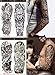 DaLin 4 Sheets Extra Large Temporary Tattoos, Full Arm (Set 4)