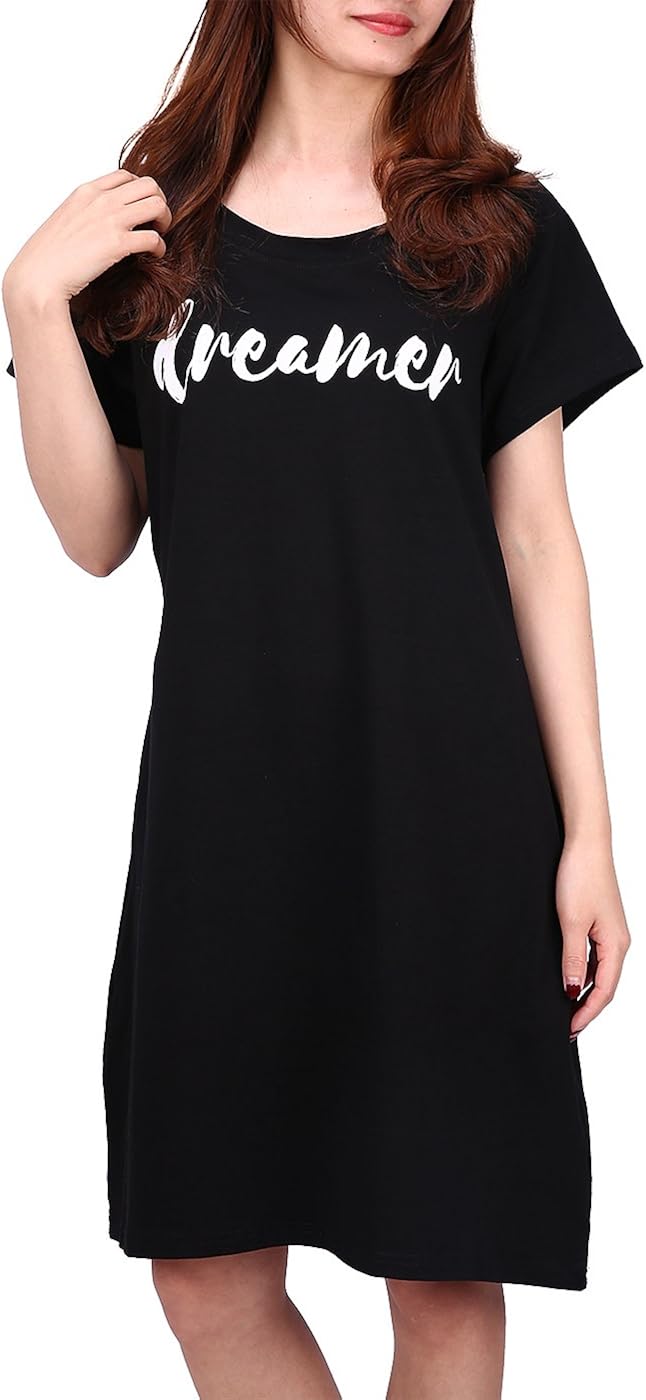 HDE Women's Sleep Shirt Dress Short Sleeve Nightgown Pajama