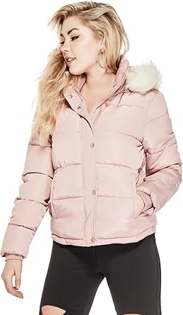 guess pink puffer jacket