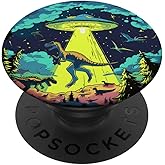 Alien Lover Flying Saucer UFO Abduction Dinosaur PopSockets Adhesive PopGrip