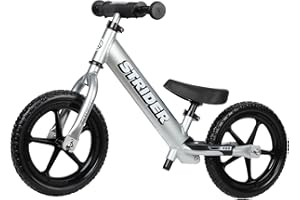 Strider 12” Pro Bike, Silver - No Pedal Balance Bicycle for Kids 1 to 4 Years - Includes Safety Pad, Padded Seat, Mini Grips 
