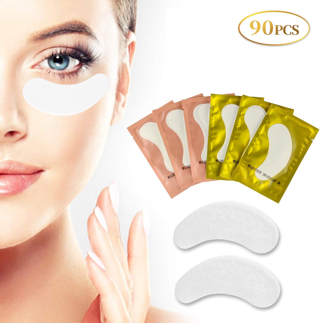 Eye Gel Pads 100 Pairs Set Lint Free Gel Eye Patch for Lash Extension Makeup False Eyelash Professional Under Eye Gel Pads 5 Colors Eye Mask Beauty Tool by LK LANKIZ