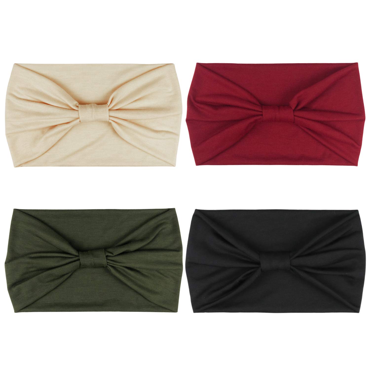 DRESHOW 4 Pack Vintage Modern Style Elastic Women Turban Headbands Twisted Cute Hair Band Accessories