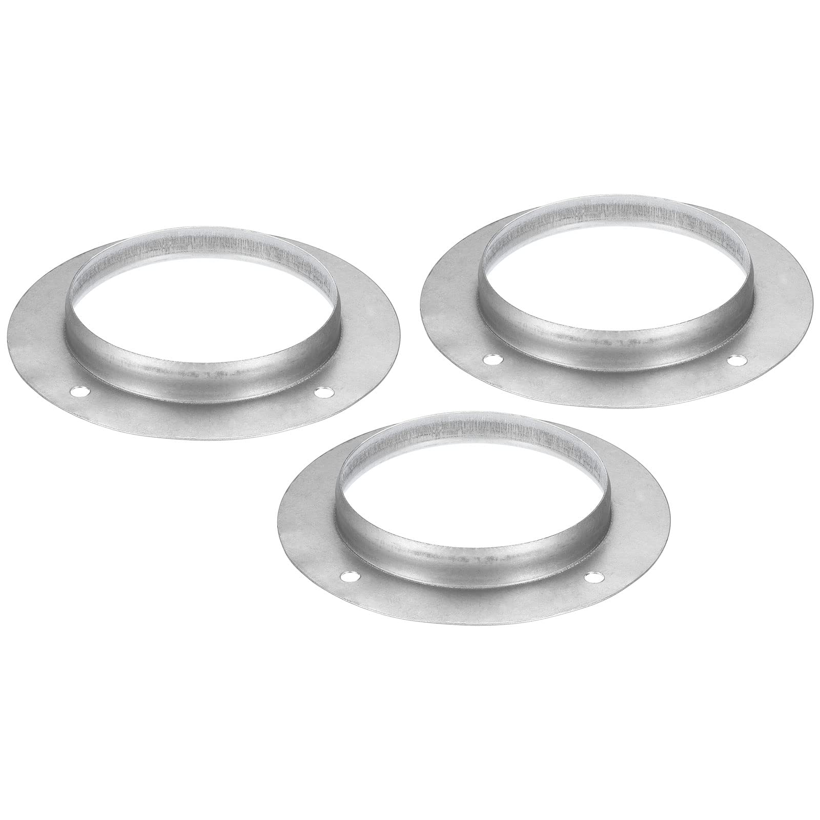 PATIKIL 5" Duct Connector Flange, 3 Pack Metal Straight Pipe Exhaust Flange Duct Mounting Plate for Heating Cooling Ventilation HVAC System
