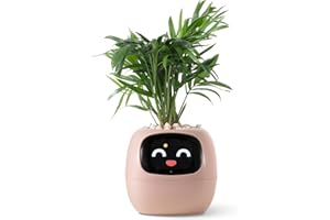 PLANTSIO Smart pet Planter Robot Guidance on Plant Care with Emojis, Adorable Plant Companion with Rich Gesture Interaction, Neat Desk Setup Gift (Pink)