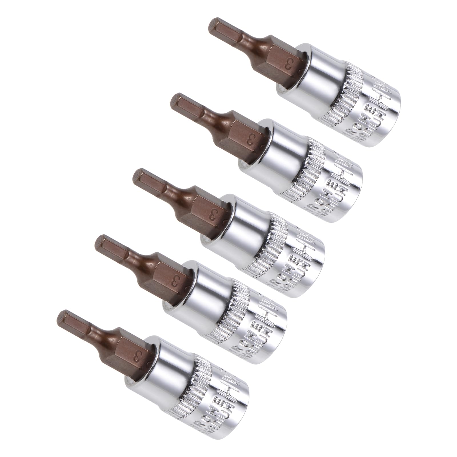 CoCud Hex Bit Socket, Metric H3 (3mm) Bit 1/4" Drive 1.5" Long, S2 Alloy Steel Heat Treated CR-V Socket - (Applications: for Fastener Application), 5-Pieces