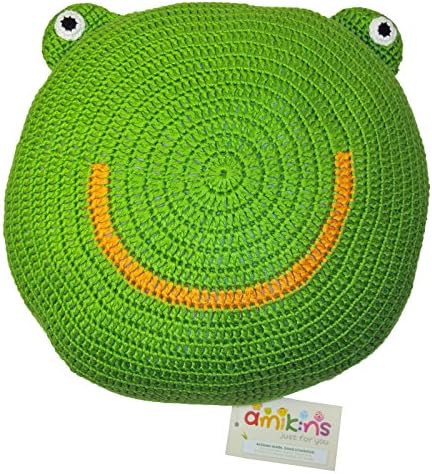 Play Pillow, Quality Hand Made Fun Pillow - Cuddly Animal Pillow For Kids, Pet Pillow, Eco-Friendly Pals For All Ages, KidStyle by Amikins, Best Friends Pillow, Decorative Kids Pillow - Frog Green, Cute Fun Toy, Kids Gift.