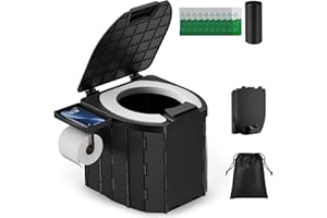 CARRY360 Portable Toilet for Adults & Kids, Foldable Camping Travel Potty with Lid & Paper Holder, Upgrade Water Barrier,Compact Lightweight Design for Car/RV/Hiking/Beach/Camping,450lbs Capacity