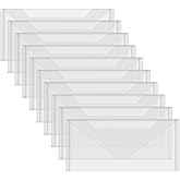 10 PCS 4.5''x9.5'' Clear Storage Envelopes Pockets Resealable Plastic Bags for Cutting Dies Stencil Album Stamp Crafts DIY Scrapbooking Paper Craft Cards Storage Clear Envelope