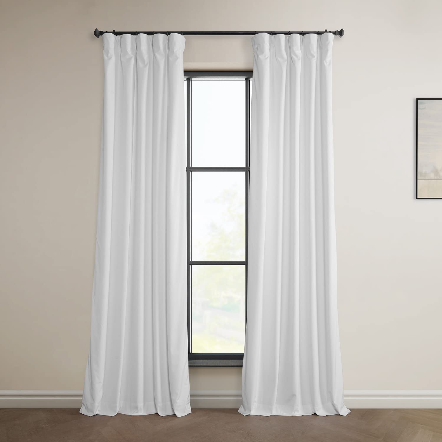 HPD Half Price Drapes Heritage Plush Velvet Curtains 84 Inches Long Room Darkening Curtains for Bedroom & Living Room 50W x 84L, (1 Panel), White Image