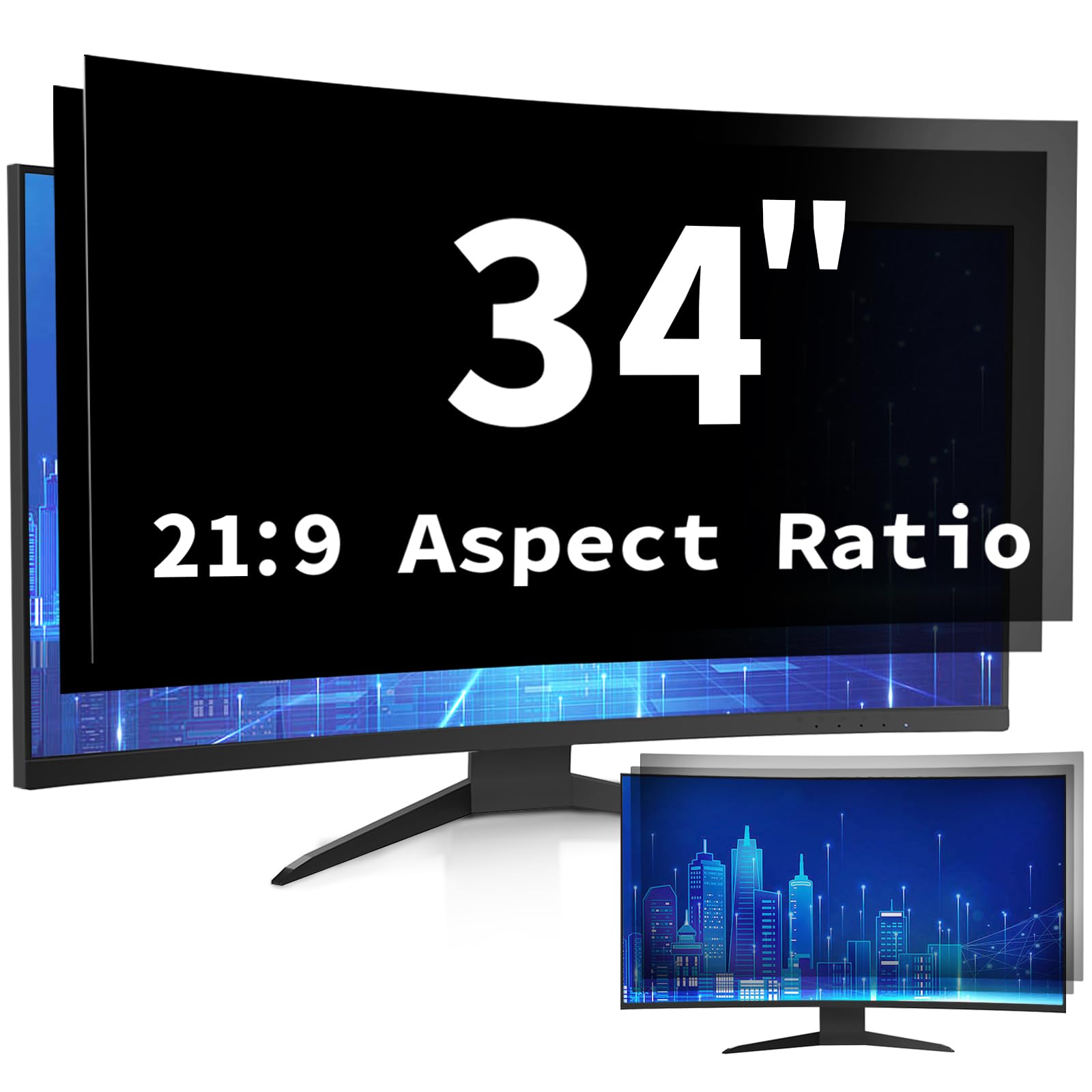 DEJIMAX 34 Inch Curved Computer Privacy Screen Filter for 21:9 ...