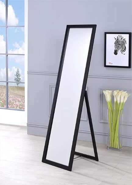 Infinite Reflections Full Length Self Standing Dressing Mirror/Bedroom Mirror/Makeup Mirror/Floor Mirror (Black) - 15 x 55