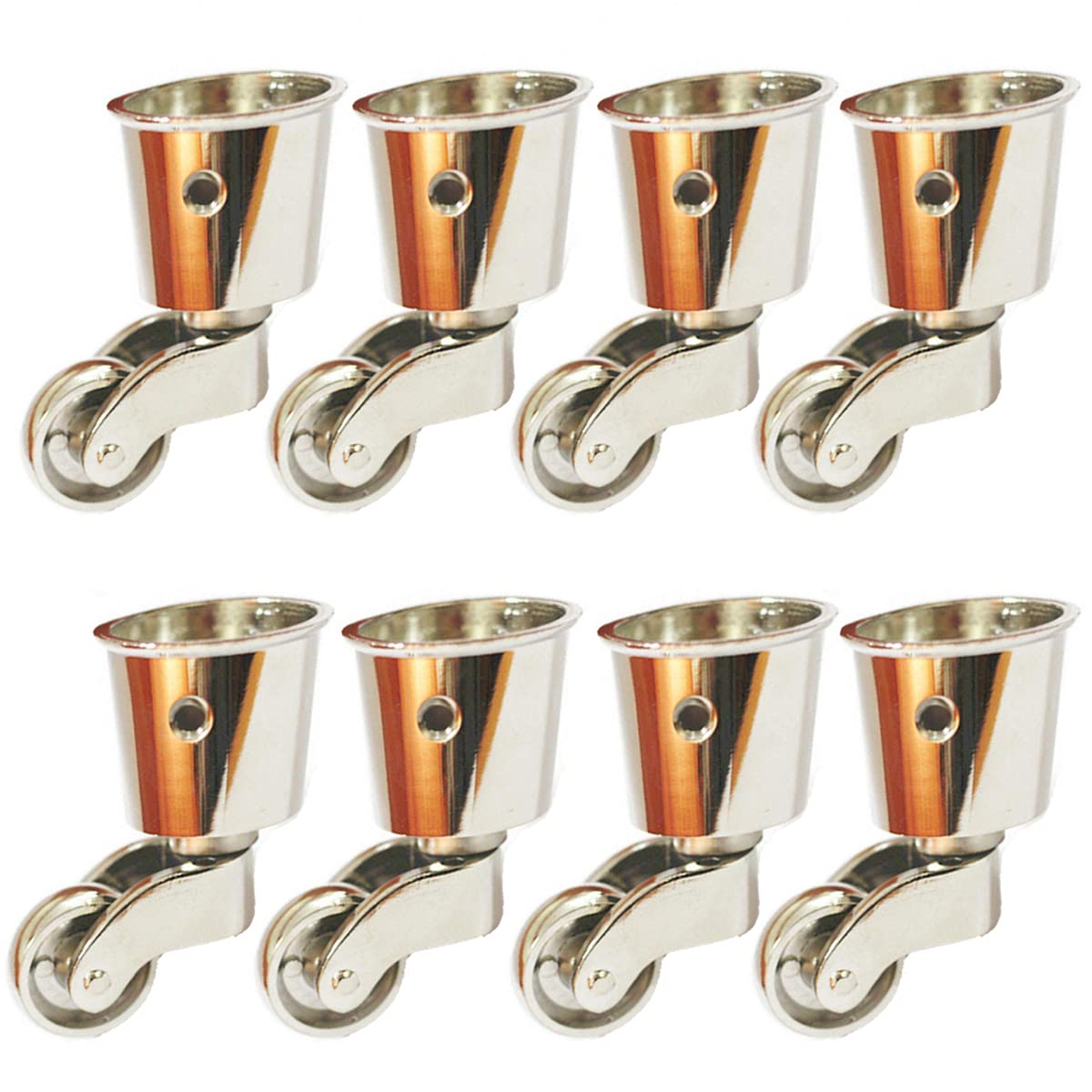 MACHSWON 8PCS Polished Antique Cup Type Casters Solid Brass High Load Capacity Universal Furniture Castors for Furniture Suits Beds Armchairs Sliver