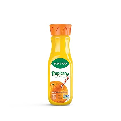Tropicana 100% Pure Natural Orange Juice - some pulp 12floz (048500017777)