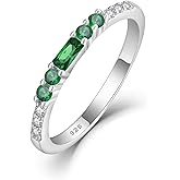 Inpasne Stackable Eternity Ring for Women 925 Sterling Silver Baguette Cut Birthstone Ring for Her Size 5-10