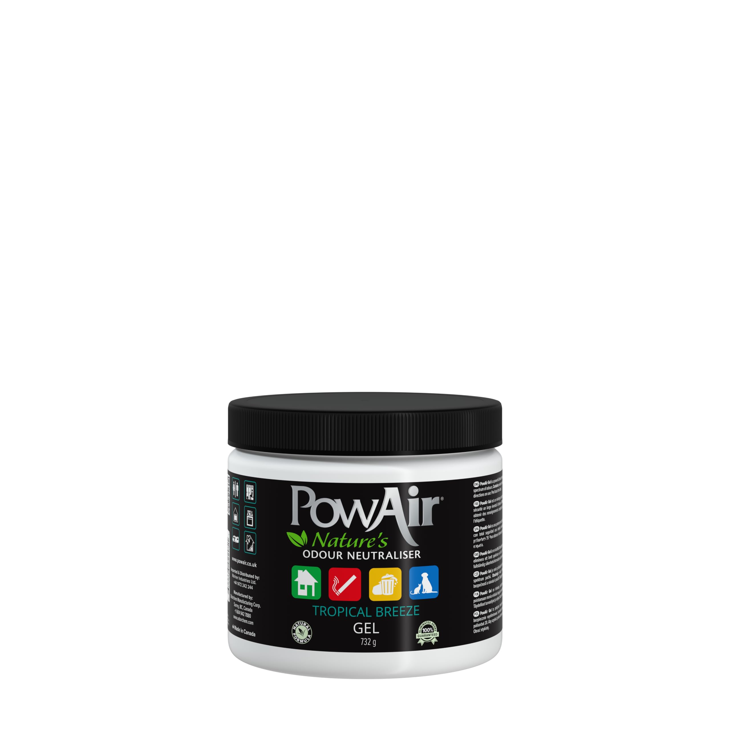 PowAir Gel Natural Odour Neutraliser - Tropical Breeze Fragrance - Effective Home Odour Eliminator with Natural Essential Oils (732g)