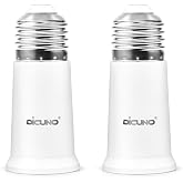 DiCUNO E26 Socket Extender 1.97 Inch, Light Bulb Socket Extender, 2-Pack | Light Socket Extender for Recessed Lighting, E26 Light Bulb Socket Extension Adapter of 5CM, Max 200W, 165&deg;C Heat-resistant