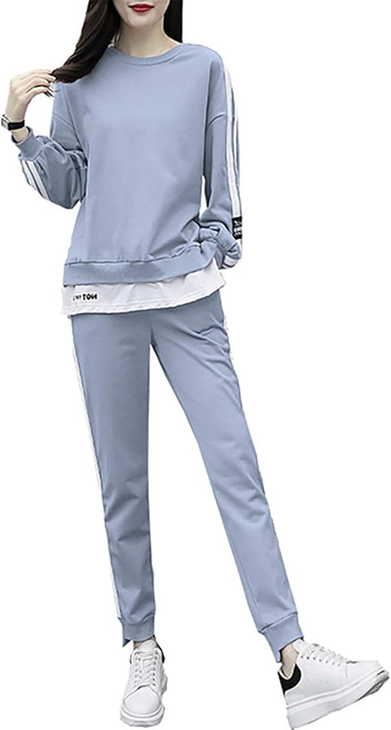 Amazon Co Jp 2点セット スウェット ジャージ 上下セット レディース セットアップ スリムフィット ノーカラー ヨガウェア グレー L 服 ファッション小物