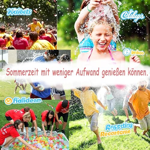 TKGEOUE 666 Water Balloons For Kids Easy Fill With Tap Adapters Bunch o Balloons 1s Rapid-Filling Self-Sealing 100+ In 60s For Water Toys For Kids Outdoor Water Games Beach Pool Party Fight (B)