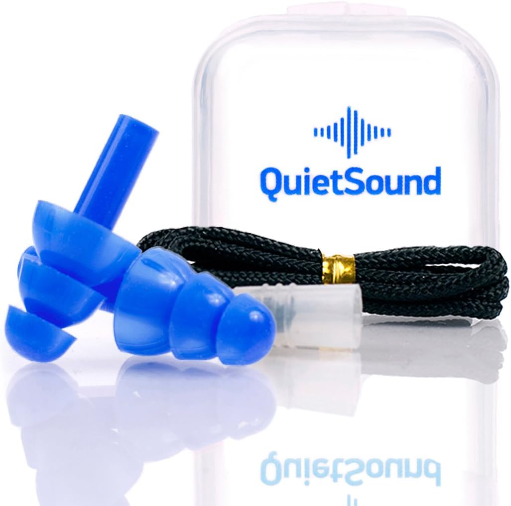 Ears Plugs Noise Reducing Hearing Protection For Sleeping, Concerts, Music, Shooting , Construction Work, Motor Sports Racing, Reusable Soft Hypoallergenic Silicone Material Case Cord Earplugs (Blue)