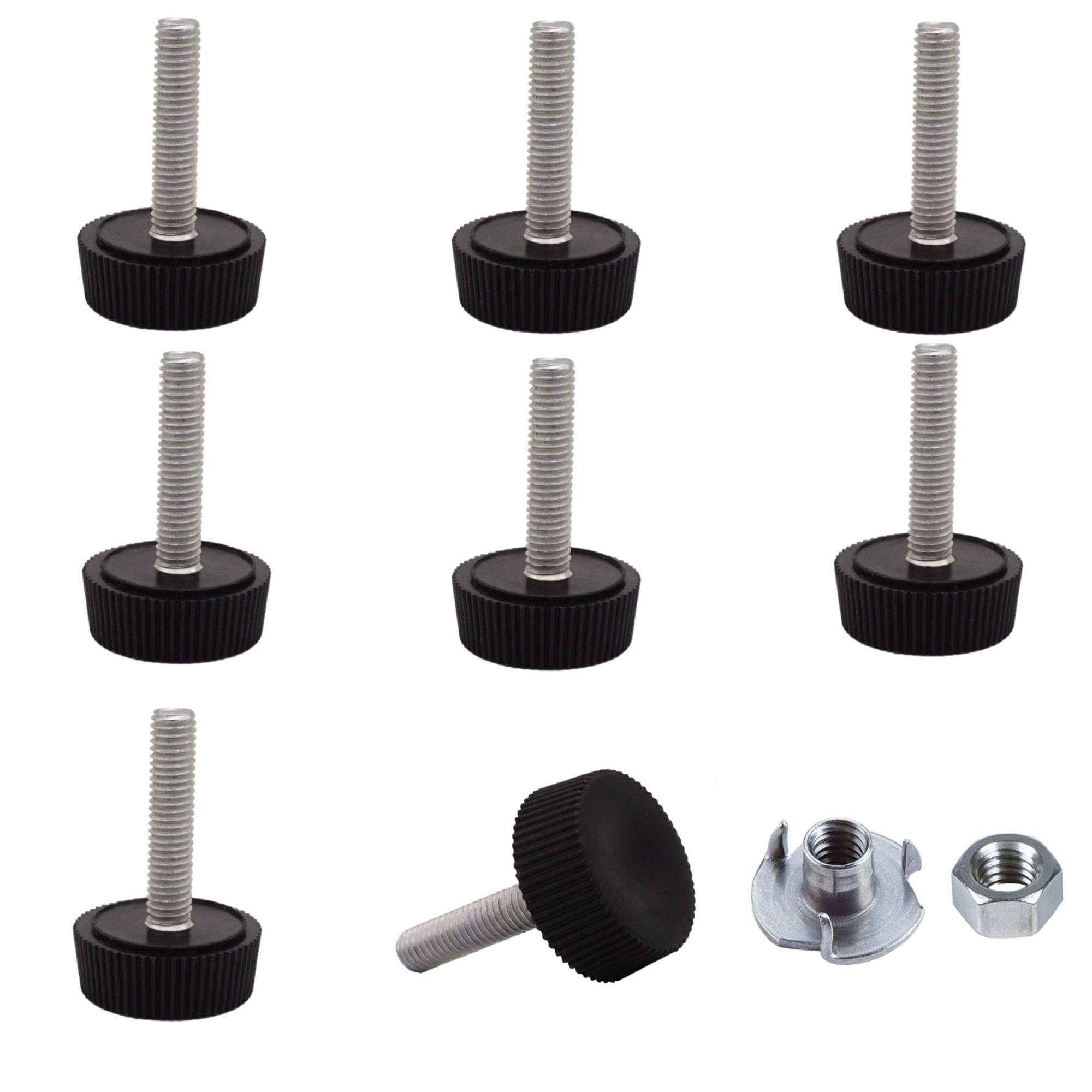 SKIR'CO 8 pcs, Furniture Leveling Feet M5 x 20 mm, Adjustable Metal Round Legs, Threaded M5 Stem, Leveler Foot (Nuts Included)