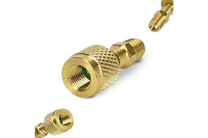 DRAKO-MYXX Upgrade A2L R-32 R-454B Adapter, 1/4" Left-Hand Female to 1/4" Right-Hand Male Flare Fittings, for R-32/R-454B A2L Refrigerant LH Tanks and RH Service Hose, Brass HVAC Charging Adapter (Straight × 1)