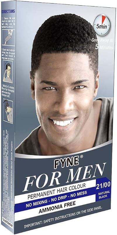 FYNE Natural Black Permanent Hair Dye for Men with Comb Applicator Included