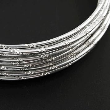 25 Meter, Aludraht 2mm Aluminiumdraht Silberfarbe Diamant Effekt, Perlendraht, Schmuckdraht, Lackdraht, Meterware C78 x5
