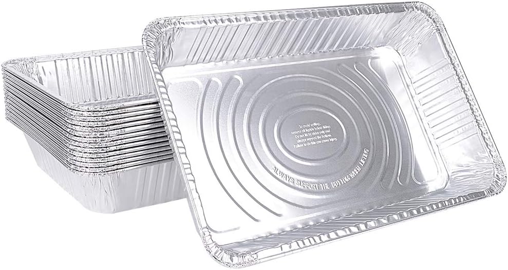 XIAFEI Disposable Aluminum Oblong Foil Steam Table Pans, Full Size Deep, Heavy Duty Roaster Pans (15 Pack)