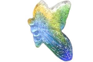 BIEYE 4PACK Butterfly Glass Jewels for Stained Glass Project of Crafting Tiffany Style Window Hangings Lampshades (43x55mm, Colored Glaze)